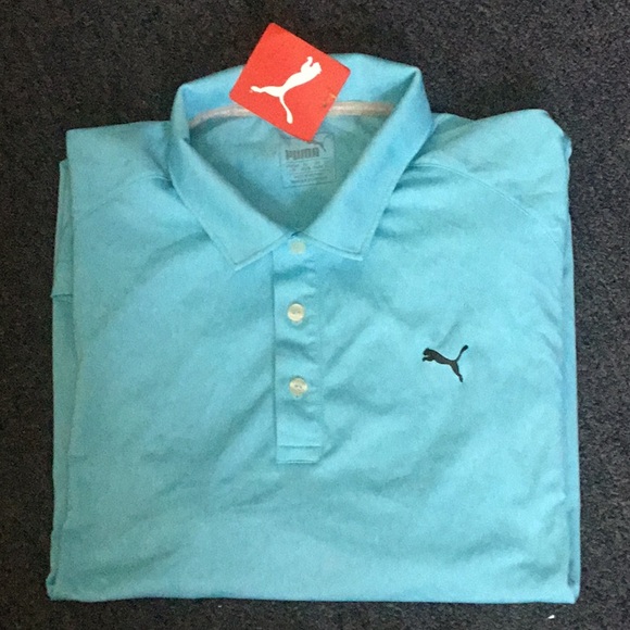 Puma Men's Blue Golf Shirt. - Picture 1 of 5